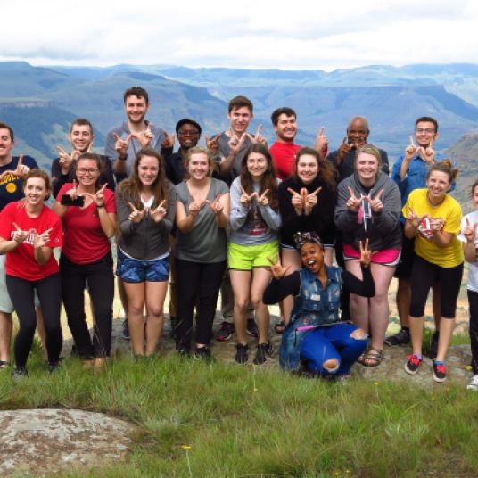 American and South African students stop at beautiful overlook